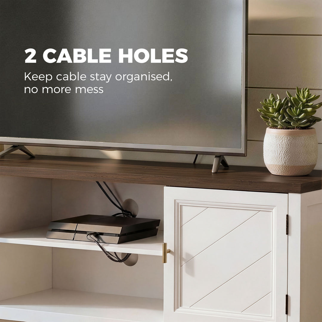 TV Unit for TVs up to 42 Inch, Farmhouse Entertainment Centre with 2 O