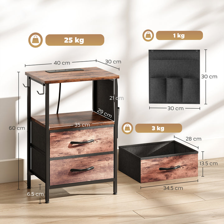 Bedside Table with Charging Station