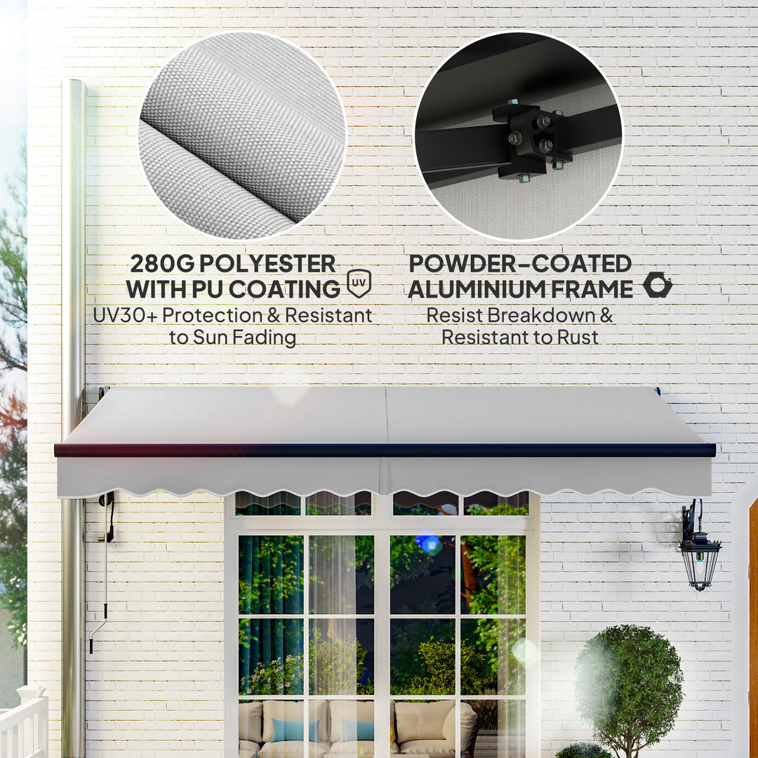 3.5 x 3(m) Electric Awning with Remote Controller, Aluminium Frame DIY Retractable Awning, UPF30+ Sun Shade Canopy for Garden Patio Deck Door Window, Light Grey