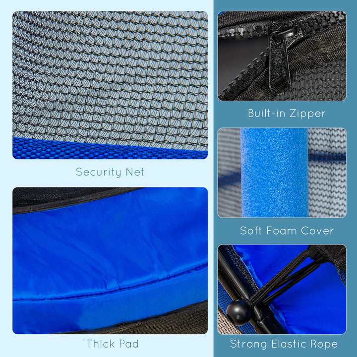 4.6FT/55" Kids Trampoline with Safety Enclosure, Outdoor Indoor Use, for Ages 3-10 Years, Blue