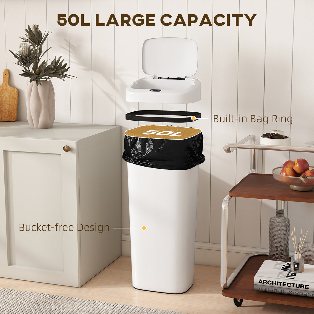 50L Stainless Steel Sensor Bin - Silver Tone