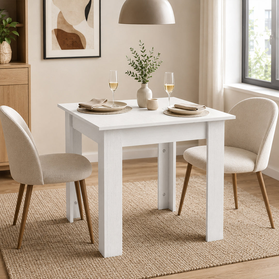Square Dining Table, Modern Small Dining Table with Wood Effect, Space