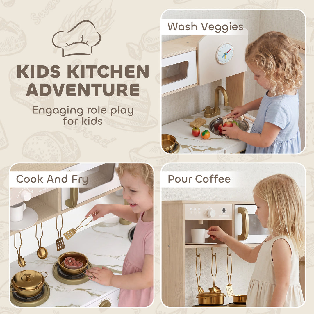 Play Kitchen, Kids Kitchen Playset with Rotating Coffee Machine - view 4
