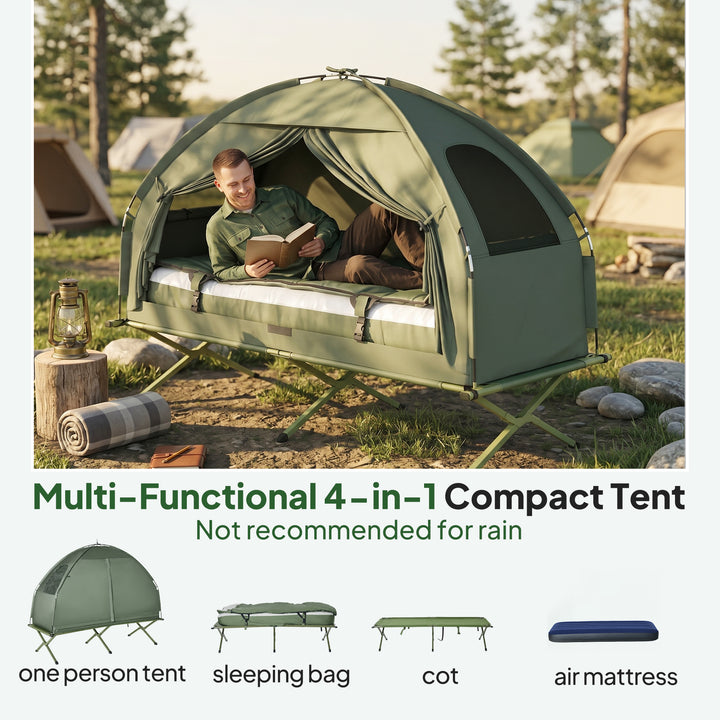 1 person Foldable Camping Tent w/Sleeping Bag Air Mattress Outdoor Hik