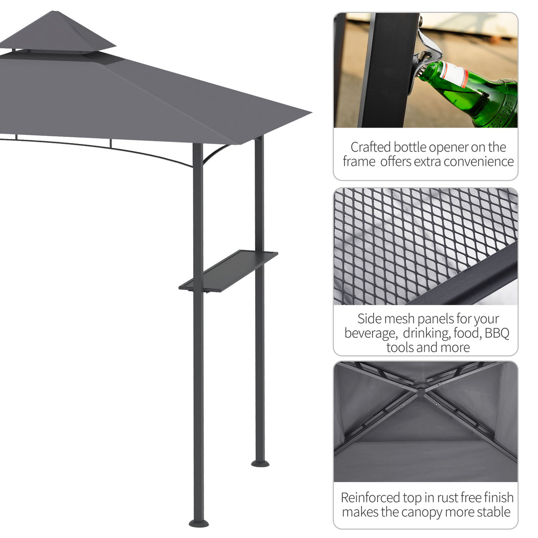 MCL 2.5M (8ft) New Double-Tier BBQ Gazebo Grill Canopy Barbecue Tent Shelter Patio Deck Cover - Grey