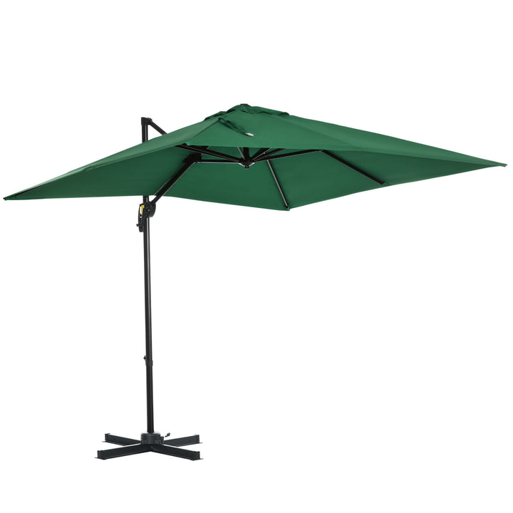 Outsunny Square Garden Parasol: 360° Rotating Umbrella with UV Protection, Lush Green, 245x245cm | Aosom UK