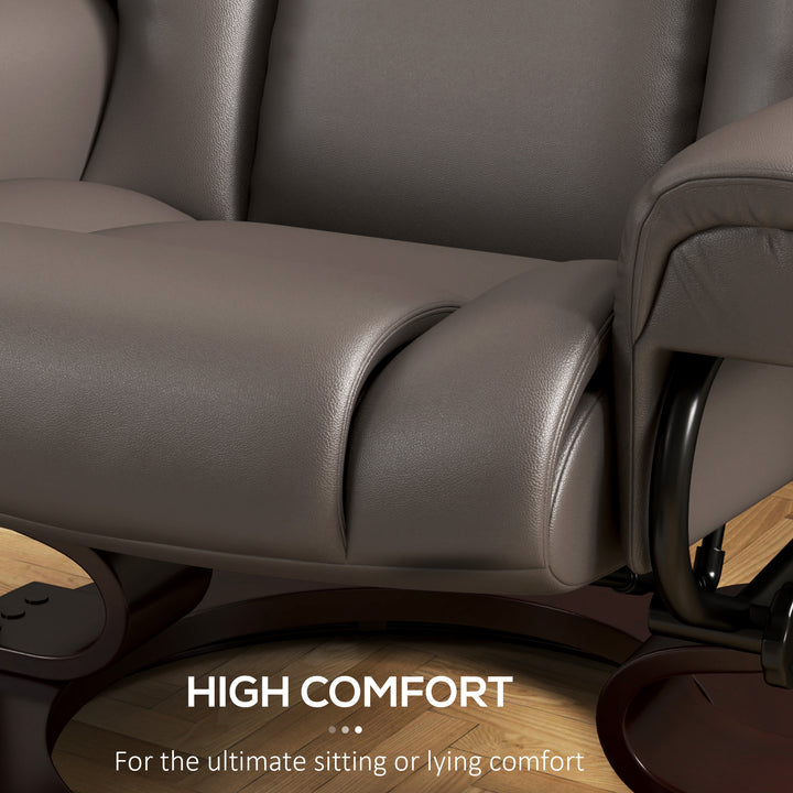Massage Recliner Chair with Footstool, Upholstered Reclining Armchair with Adjustable Backrest, Steel Frame and Wood Base, Swivel Chair for Living Room, Bedroom, Brown