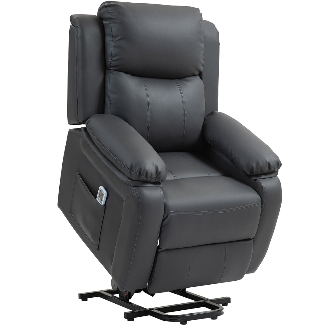 HOMCOM Riser and Recliner Chair with Massage, Heat, Power Lift Recliner Chair for Elderly with Remote Control, Extended Footrest, Dual Side Pockets, Overstuffed Electric Reclining Armchair, Dark Grey