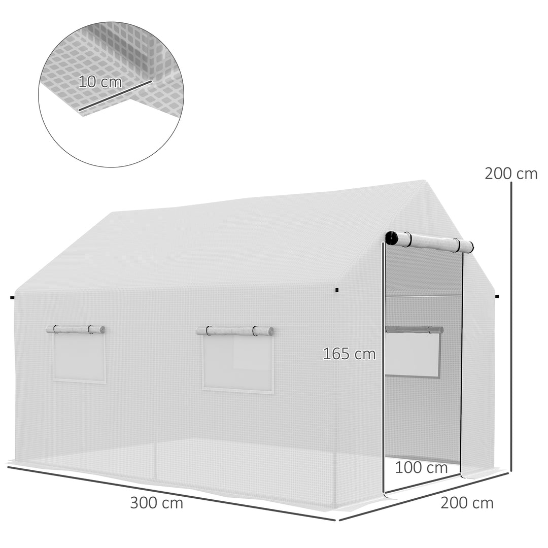 Polyethylene Walk-in Polytunnel Greenhouse, 2 x 3(m), White