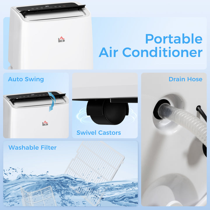 Portable Air Conditioner 14000 BTU, 4-in-1 Air Conditioning Unit, Dehumidifier, Cooling, Fan, Sleep Mode with 3 Speeds, Remote Control, LED Display, 24H Timer, Window Kit, Children Lock, 40m²