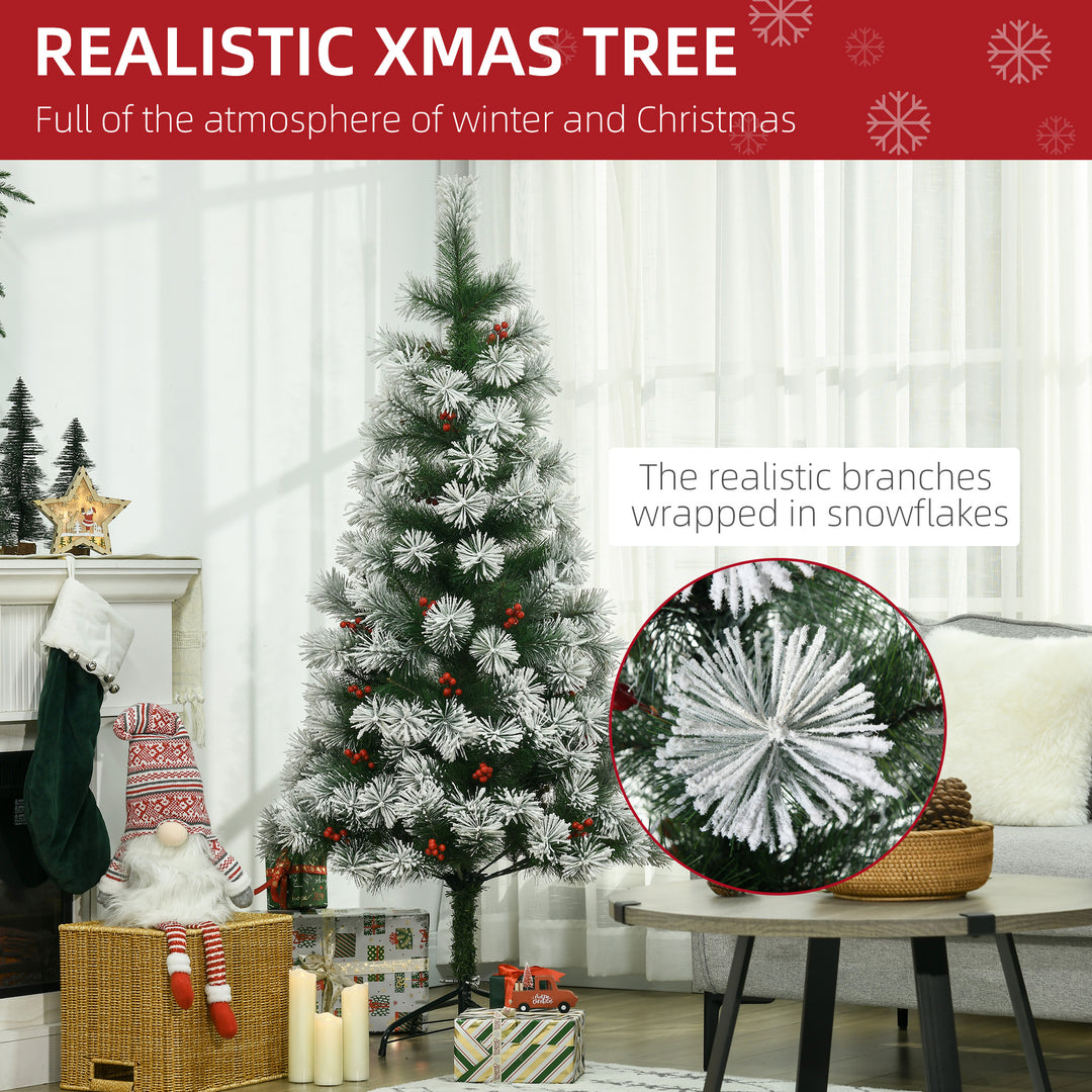 Indoor Christmas Tree Artificial Berry Xmas Decoration with Metal Stand and 184 Tips (5FT(150CM))