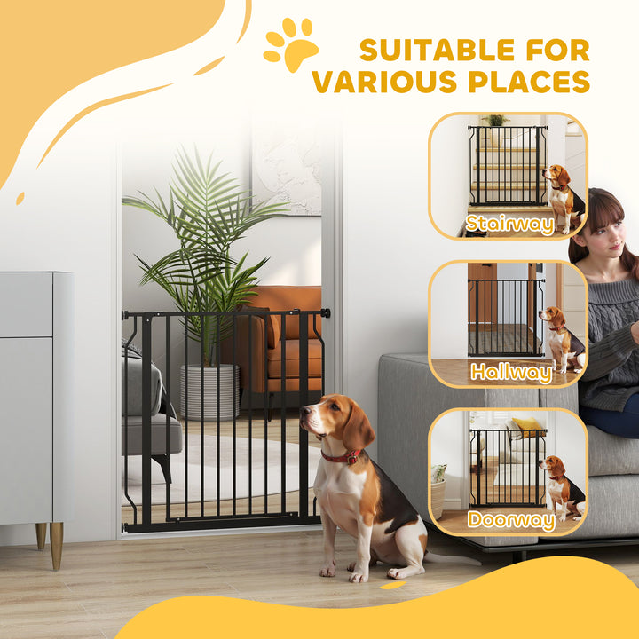 Extra Wide Dog Safety Gate, with Door Pressure, for Doorways, Hallways, Staircases - Black