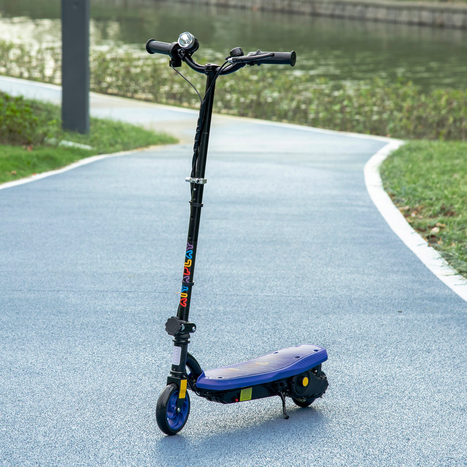 Foldable Electric Scooter, with LED Headlights, for Ages 7-14 Years, Blue