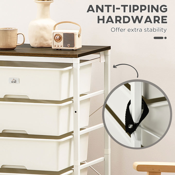 MCL Bedroom Chest of Drawers, 6-Drawer Dresser, Tall Storage Drawer Unit with Steel Frame for Living Room, White