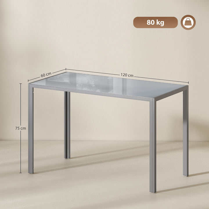 120cm Dining Table, Rectangle 4 Seater Kitchen Table with Tempered Gla