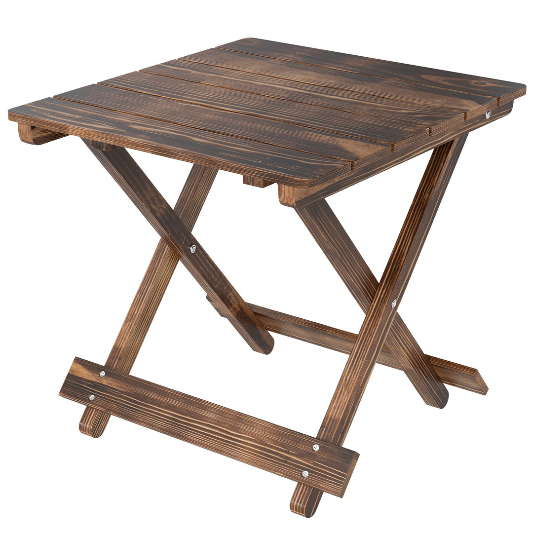 Fir Wood Folding Coffee Table, Lightweight Small Garden Table with Sla