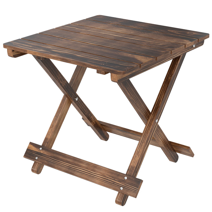 Fir Wood Folding Coffee Table, Lightweight Small Garden Table with Sla