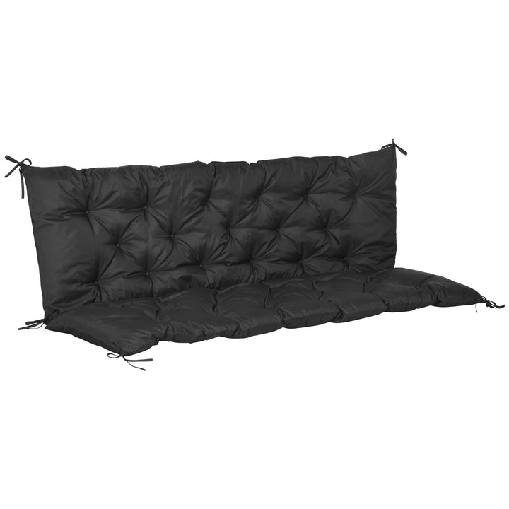 Outsunny Garden Bench Cushion: Cosy Outdoor Seating Pad with Back Support and Ties, Black, 98 x 150 cm | Aosom UK