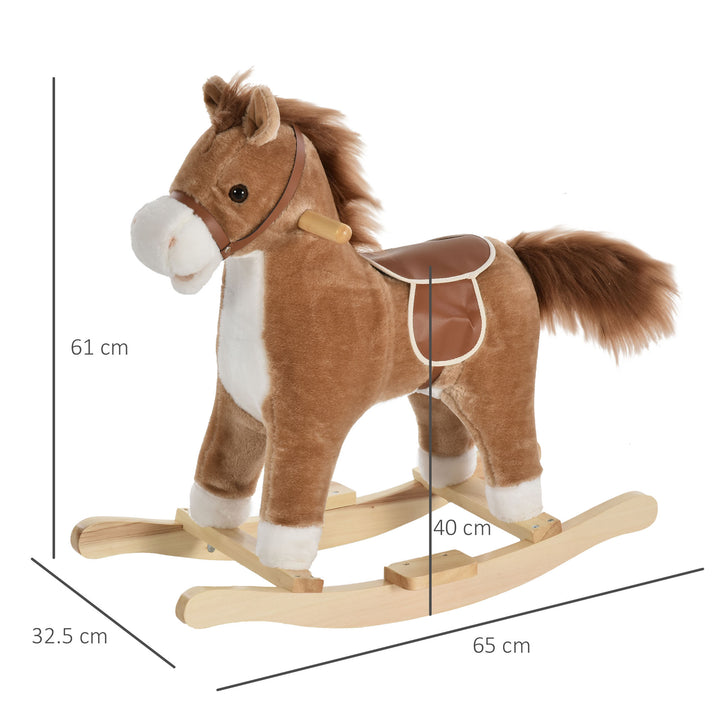 HOMCOM Kids Ride On Plush Rocking Horse w/ Sound Brown