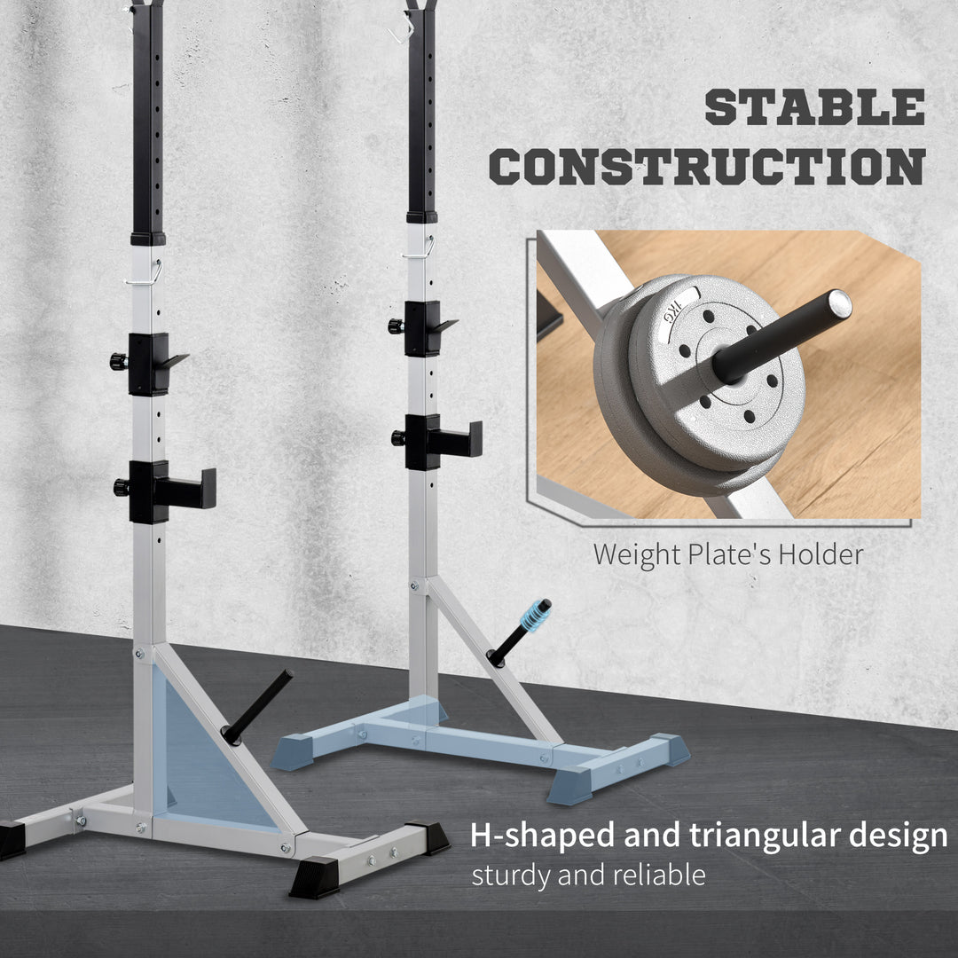 HOMCOM Weights Bar Barbell Rack Squat Stand Adjustable Portable Weight Lifting Suitable For Home Gym Training Work Out