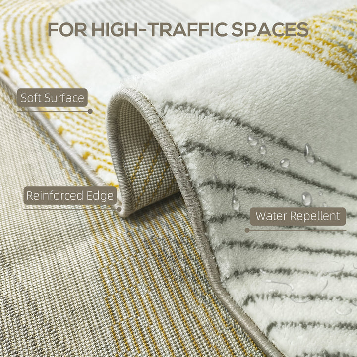 Modern Area Rug, Machine Washable Rug, Allergy-Friendly Floor Carpet for Living Room, Bedroom, Dining Room, Home Office, 230 x 160 cm, Cream White