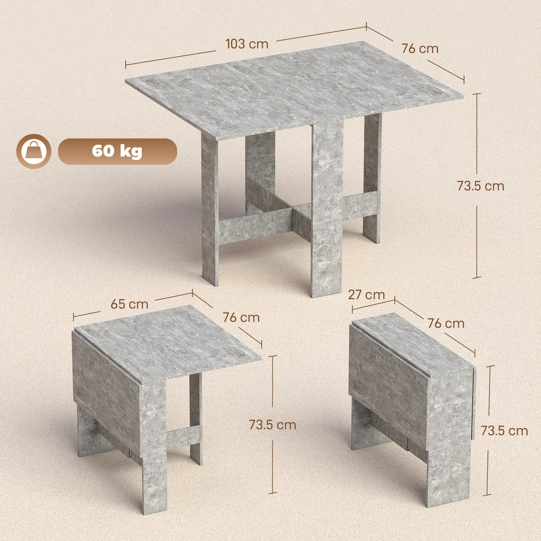 Folding Dining Table, Space-Saving Drop Leaf Kitchen Table for 4-6 Peo