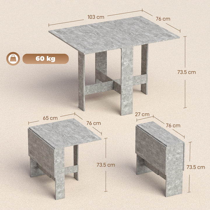 Folding Dining Table, Space-Saving Drop Leaf Kitchen Table for 4-6 Peo