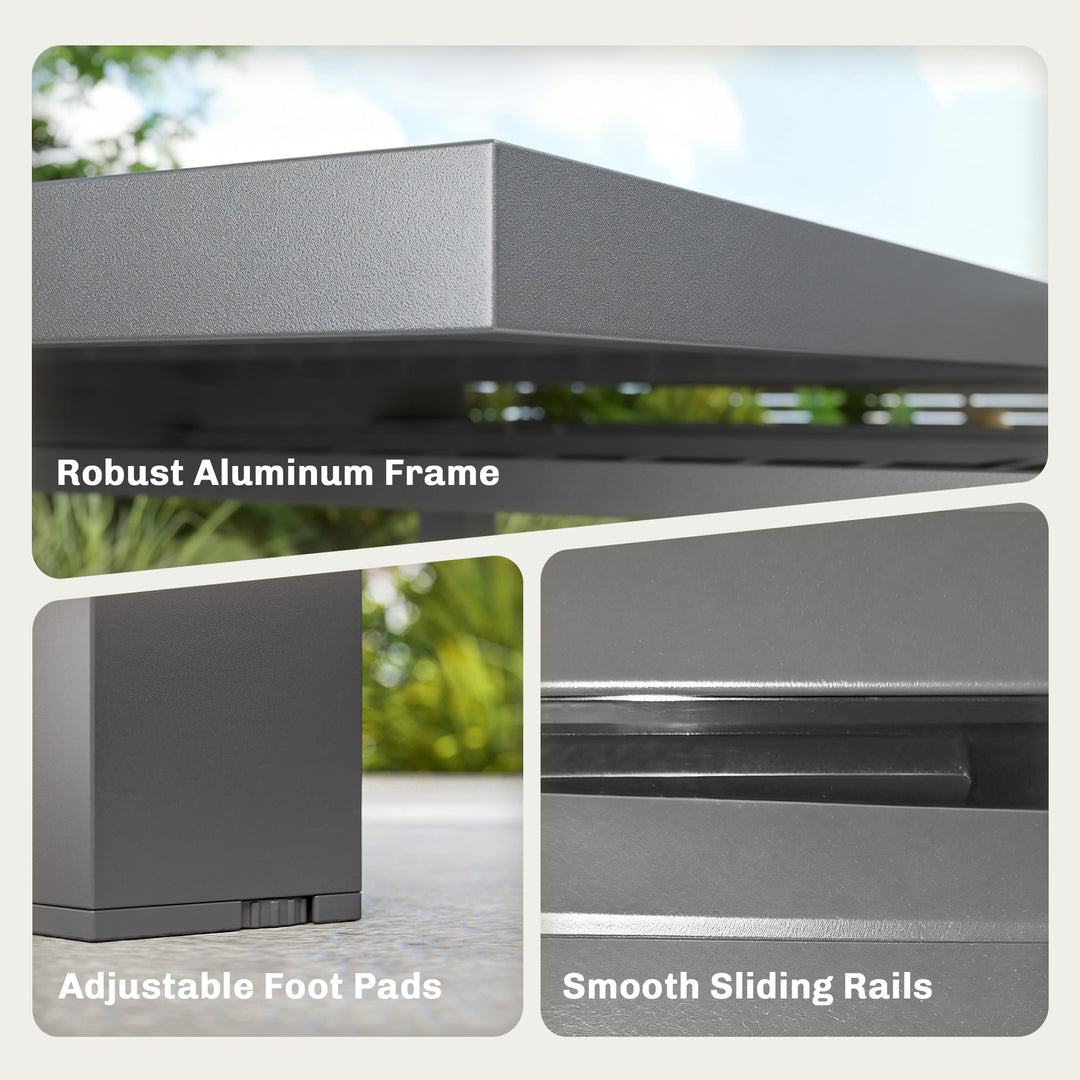 Extending Garden Table for 4-8 People, Aluminium Outdoor Dining Table 