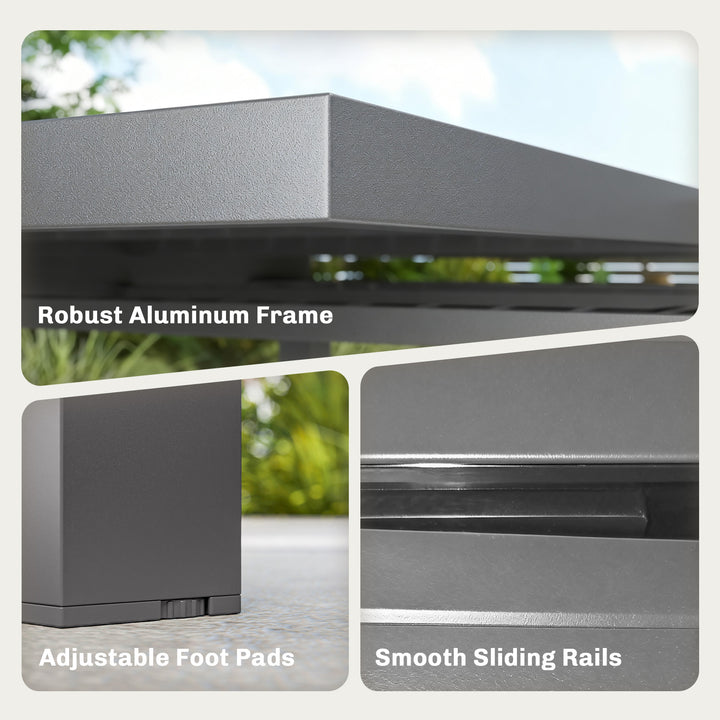 Extending Garden Table for 4-8 People, Aluminium Outdoor Dining Table 