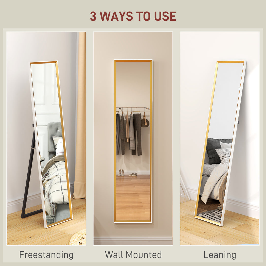 157 x 37cm Elegant Full-Length Mirror - White/Gold-Tone