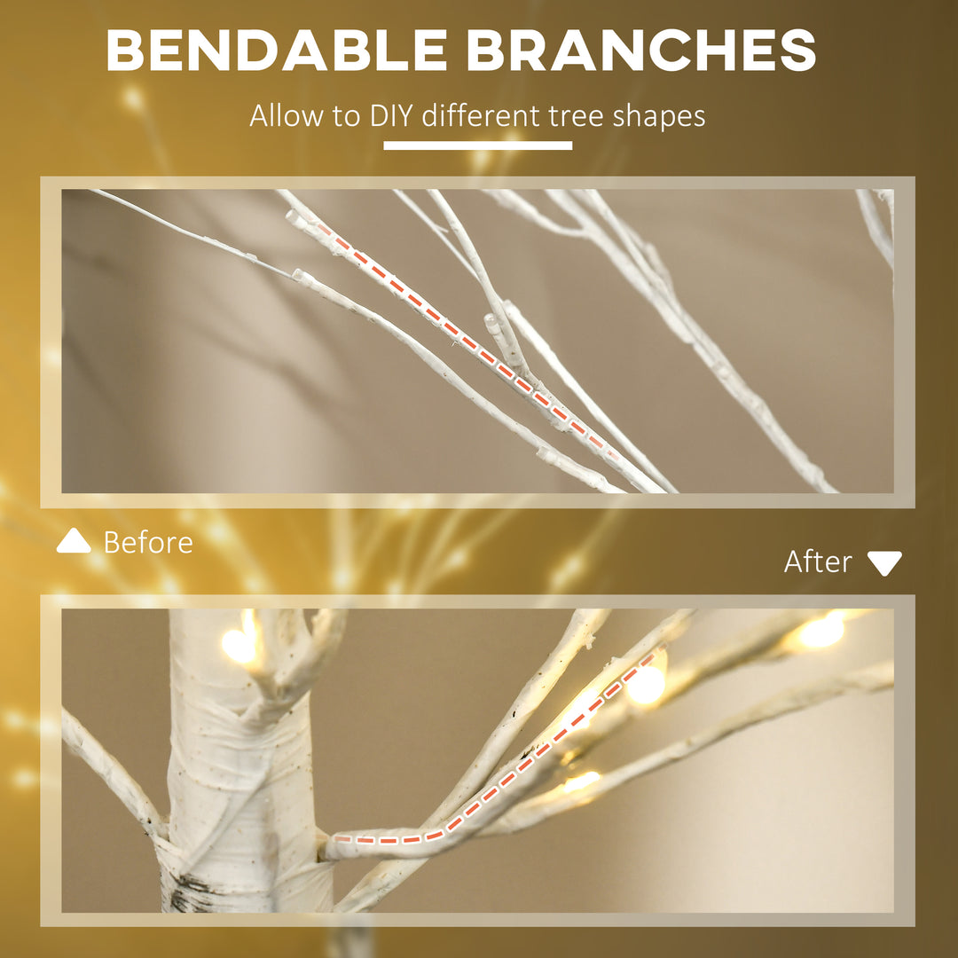 MCL 5ft Artificial White Birch Tree Light with Warm White Pre-Lit LED Light for Indoor and Covered Outdoor Use