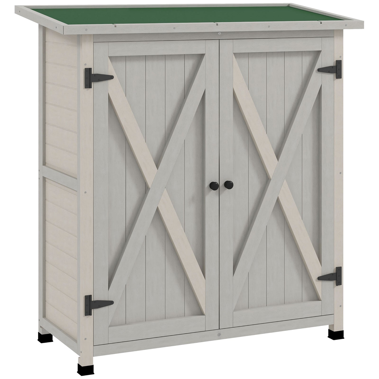 46.5 x 97cm Compact Wooden Storage Shed - Light Grey