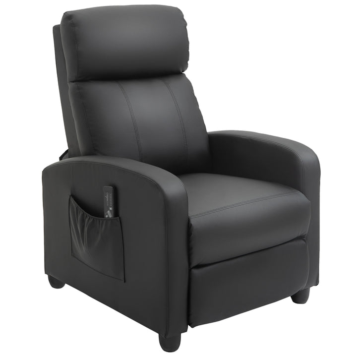 MCL Massage Recliner Armchair with 150° Recline, Faux Leather, Side Pocket, Black