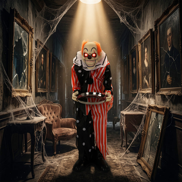 Animated Clown Halloween Decoration, Scary Halloween Animatronics Deco