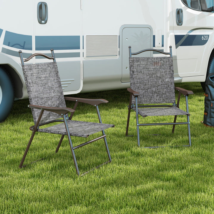 Set of Two Folding Garden Chairs, with Fabric Mesh Seats