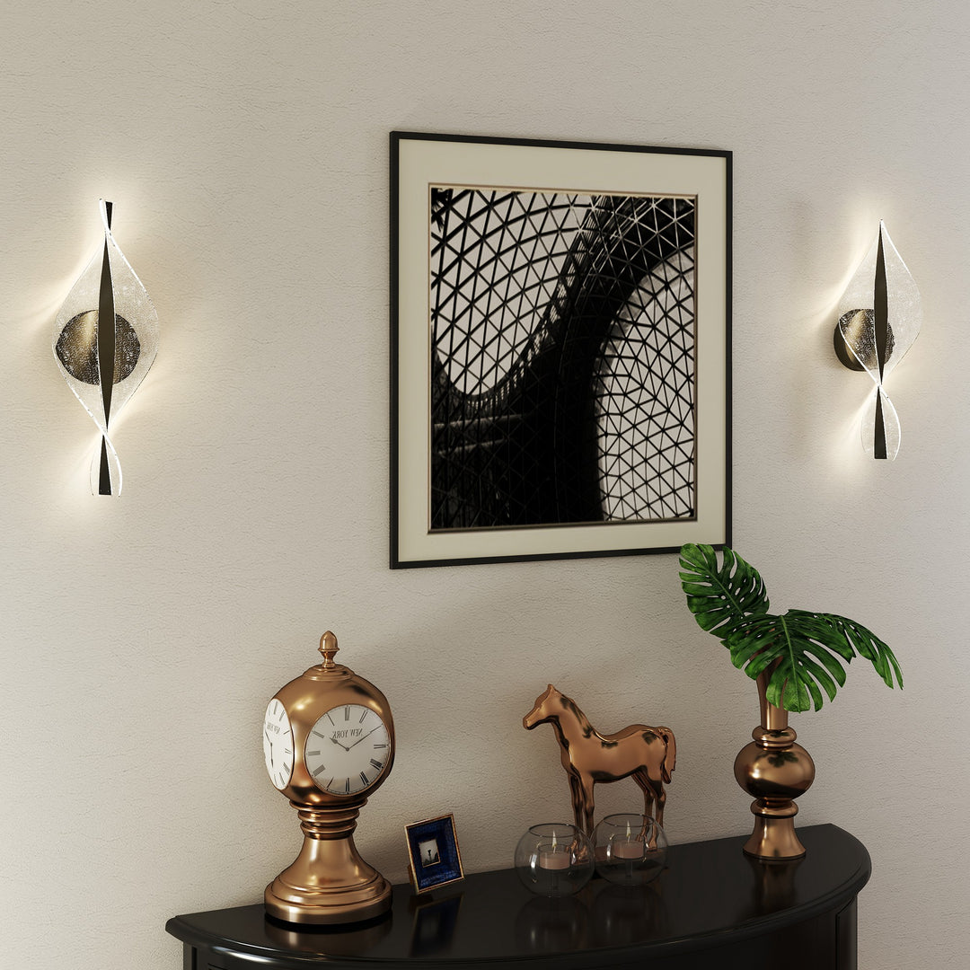 Led Wall Lamp 2 Pack, 13W Modern Indoor Spiral Wall Light, Colour Temperature Adjustable 3000K/4000K/6500K, for Bedroom, Living Room, Hallway, Stairs, Black