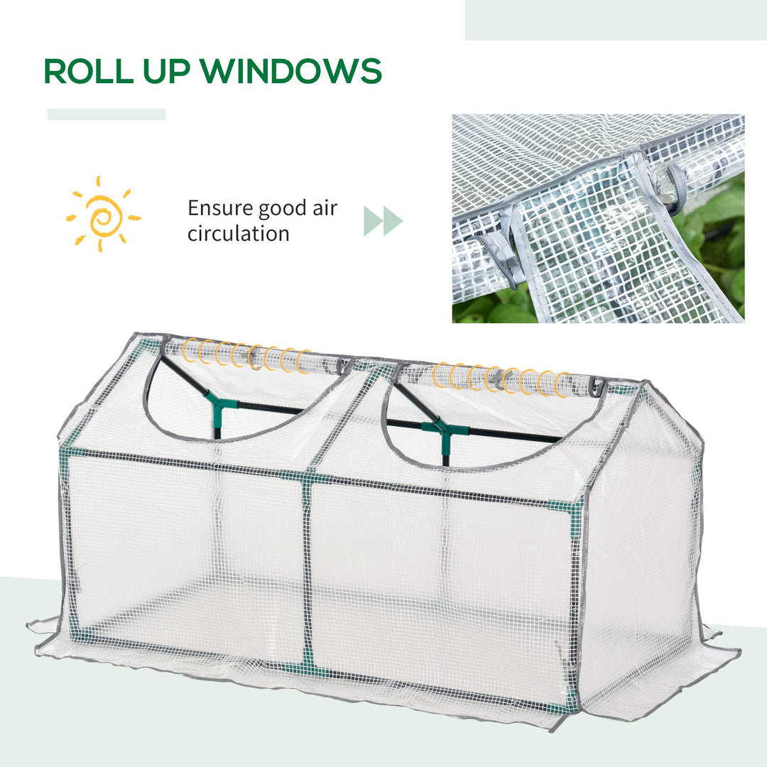 Mini Greenhouse Portable Flower Planter Tomato Vegetable House for Garden Backyard with Zipper 120 x 60 x 60 cm, White