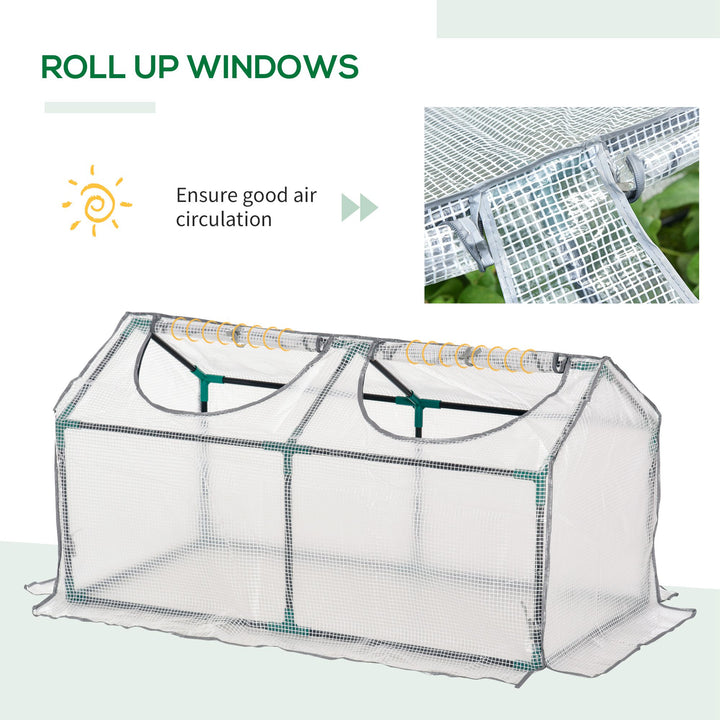 Mini Greenhouse Portable Flower Planter Tomato Vegetable House for Garden Backyard with Zipper 120 x 60 x 60 cm, White