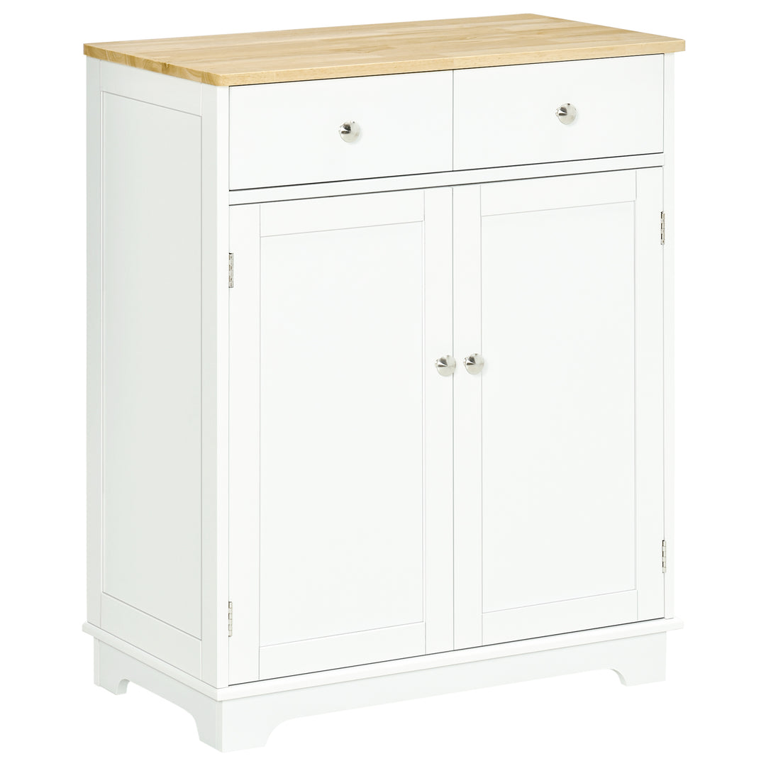 Kitchen Floor Cabinet Side Storage Cupboard Multi-use Sideboard Table with Solid Wood Top, Adjustable Shelf,Drawer for Dining Room, Living Room,Hallway