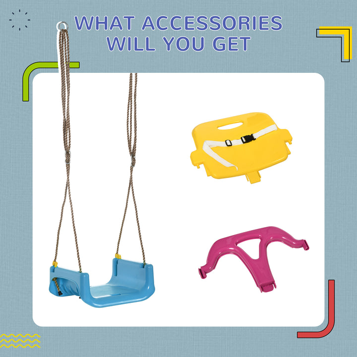 3 in 1 Detachable Kids Swing Seat with Seatbelt, Adjustable Rope for I
