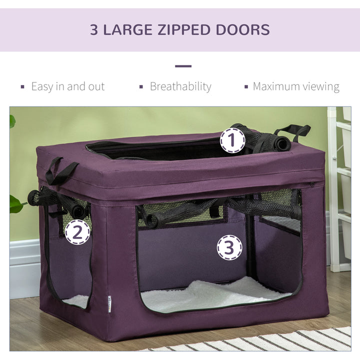 PawHut Portable Pet Carrier, Foldable Travel Bag for Small Dogs and Cats, Lightweight and Breathable, Purple | Aosom UK