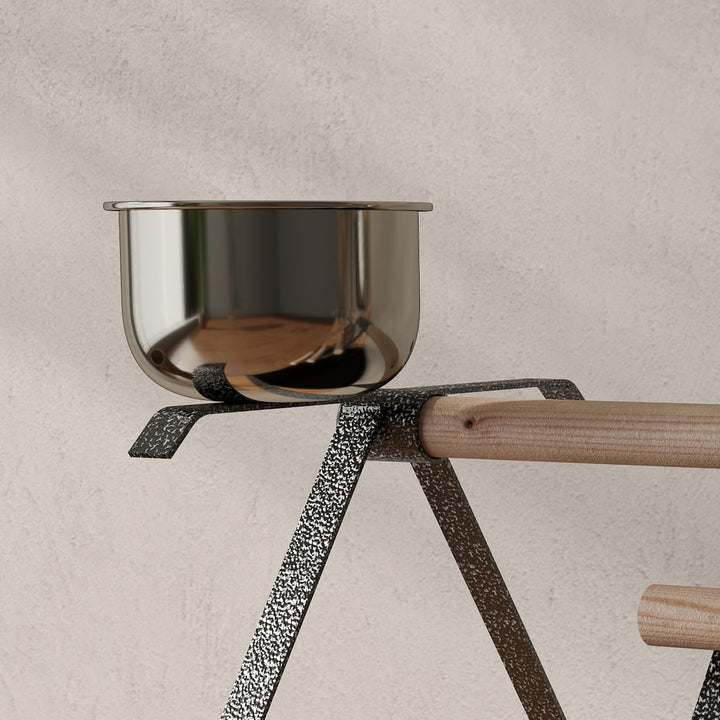 MCL Parrot Stand Bird Stand w/Wood Perch Ladder Feeder Removable Tray