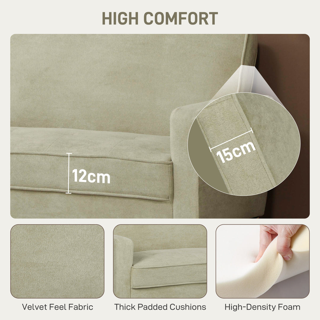 Two-Seater Velvet-Feel Sofa - Beige