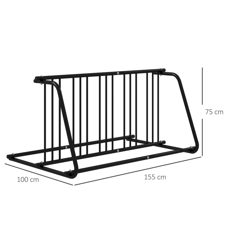 DURHAND Bike Stand, Double-sided Bike Rack for 6 Bicycles, Bike Floor Stand for Kids/Mountain/Road Bikes, Garage Indoor Outdoor Use