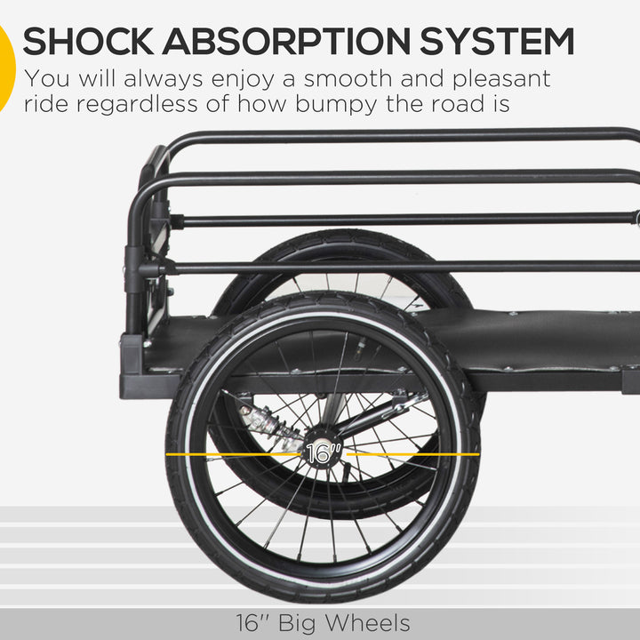 HOMCOM Bicycle Buddy: Steel Trailer with Suspension, 2-Wheel Outdoor Carrier for Effortless Adventures, Onyx Black | Aosom UK