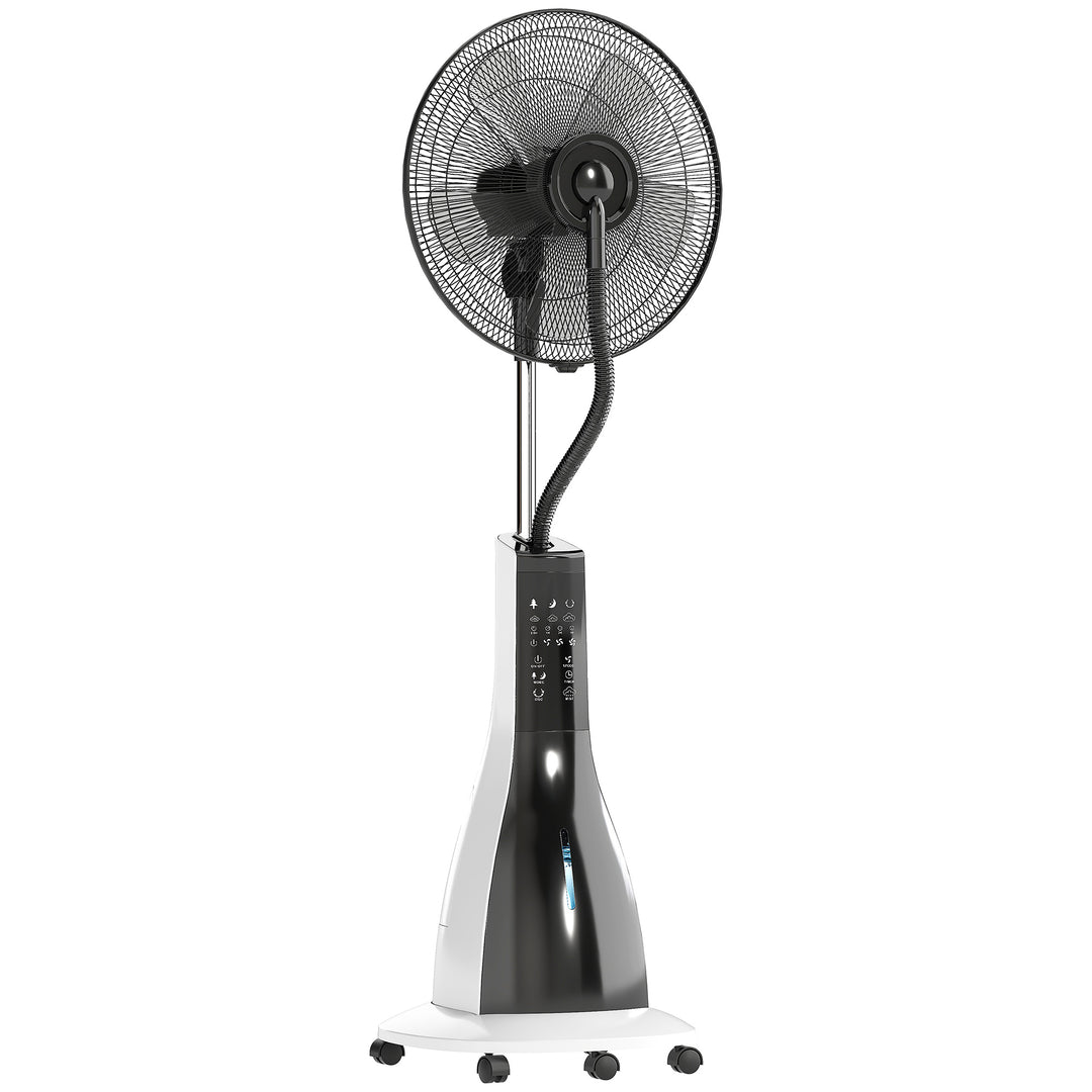 Pedestal Fan with Water Mist Spray, Spray Misting Fan with 75° Oscillation, Remote Control, Tilt Head, 3 Speeds, 3 Modes, 3 Mist, 3L Water Tank, Wheels, for Home, 125 cm