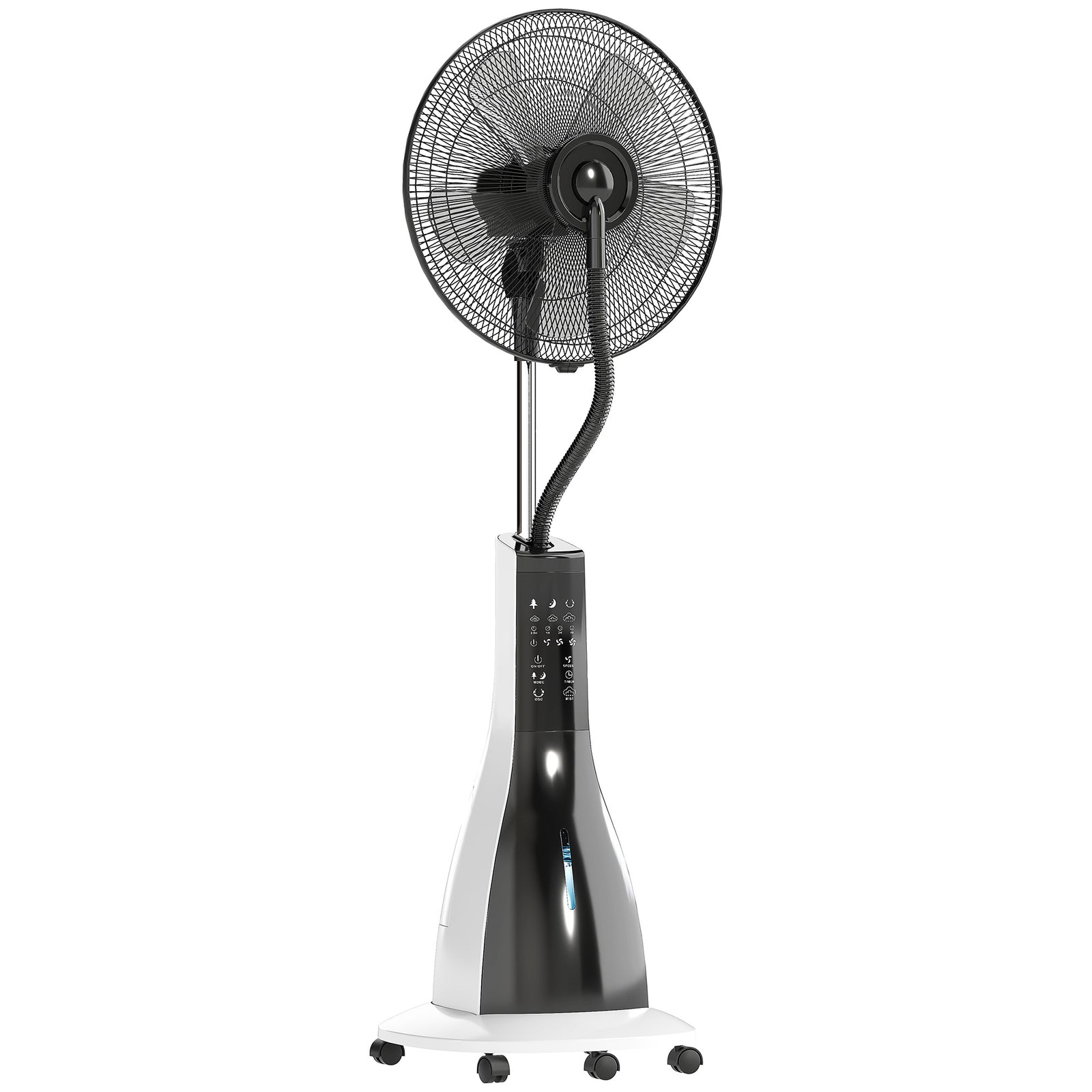Pedestal Fan with Water Mist Spray, Spray Misting Fan with 75° Oscillation, Remote Control, Tilt Head, 3 Speeds, 3 Modes, 3 Mist, 3L Water Tank, Wheels, for Home, 125 cm