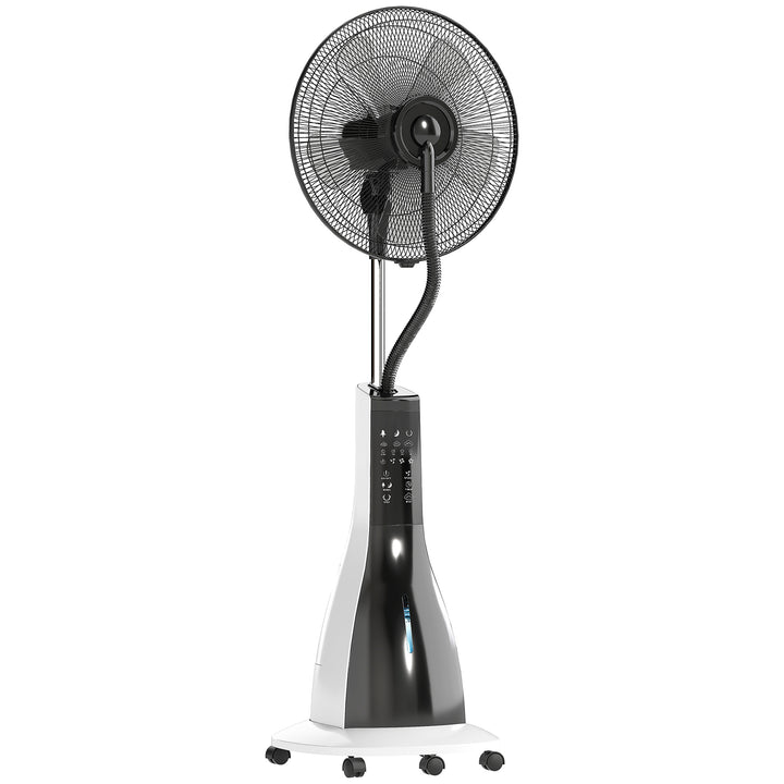Pedestal Fan with Water Mist Spray, Spray Misting Fan with 75° Oscillation, Remote Control, Tilt Head, 3 Speeds, 3 Modes, 3 Mist, 3L Water Tank, Wheels, for Home, 125 cm