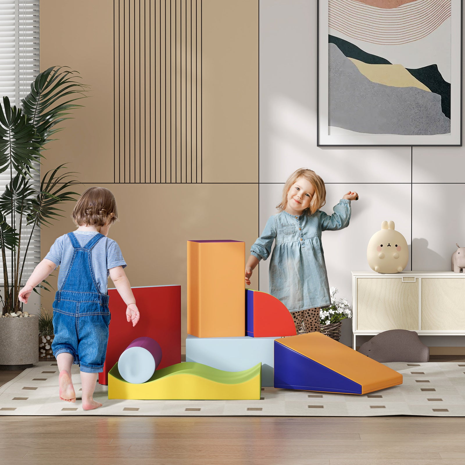 7 Piece Soft Soft Play Set for Toddlers 1-3 Years, Blue