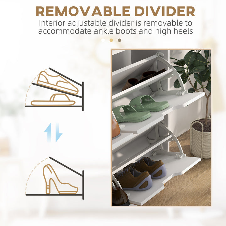 Shoe Storage Cabinet, 4 Flip Drawers, Shoe Organizer for 8-16 Pairs of Shoes, White